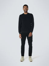 Sweater Crewneck Double Layer Jacquard Stretch | Black