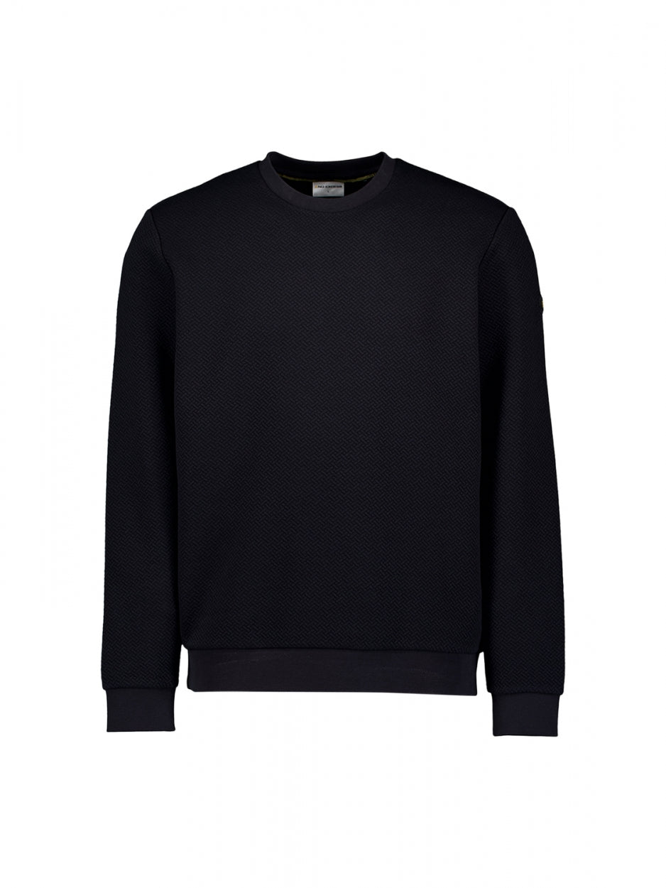 Sweater Crewneck Double Layer Jacquard Stretch | Black