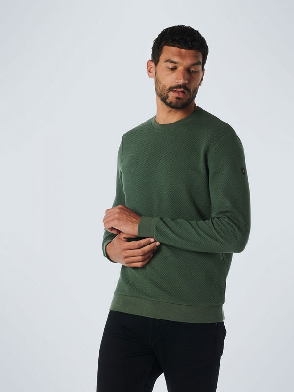 Sweater Crewneck Double Layer Jacquard Stretch | Dark Green