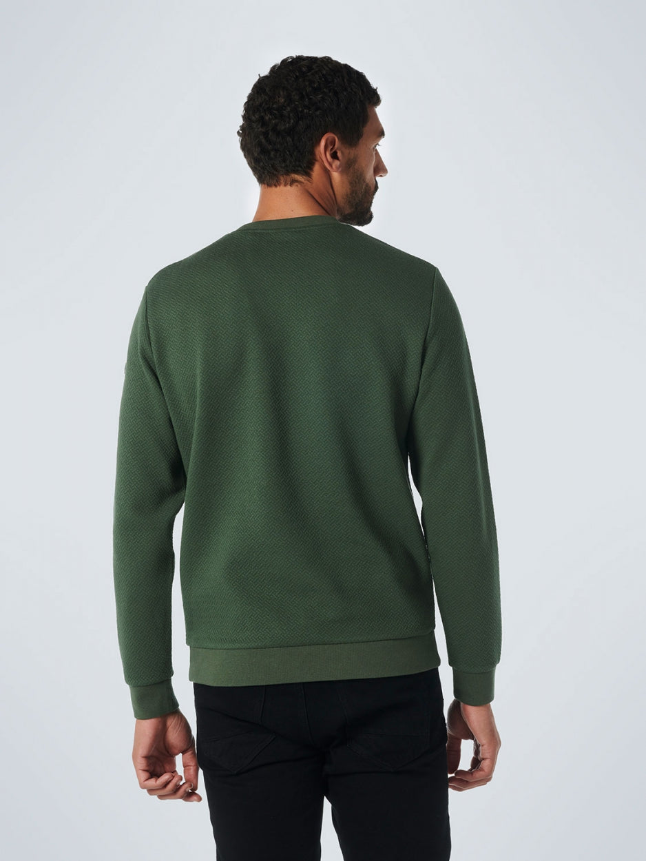 Sweater Crewneck Double Layer Jacquard Stretch | Dark Green