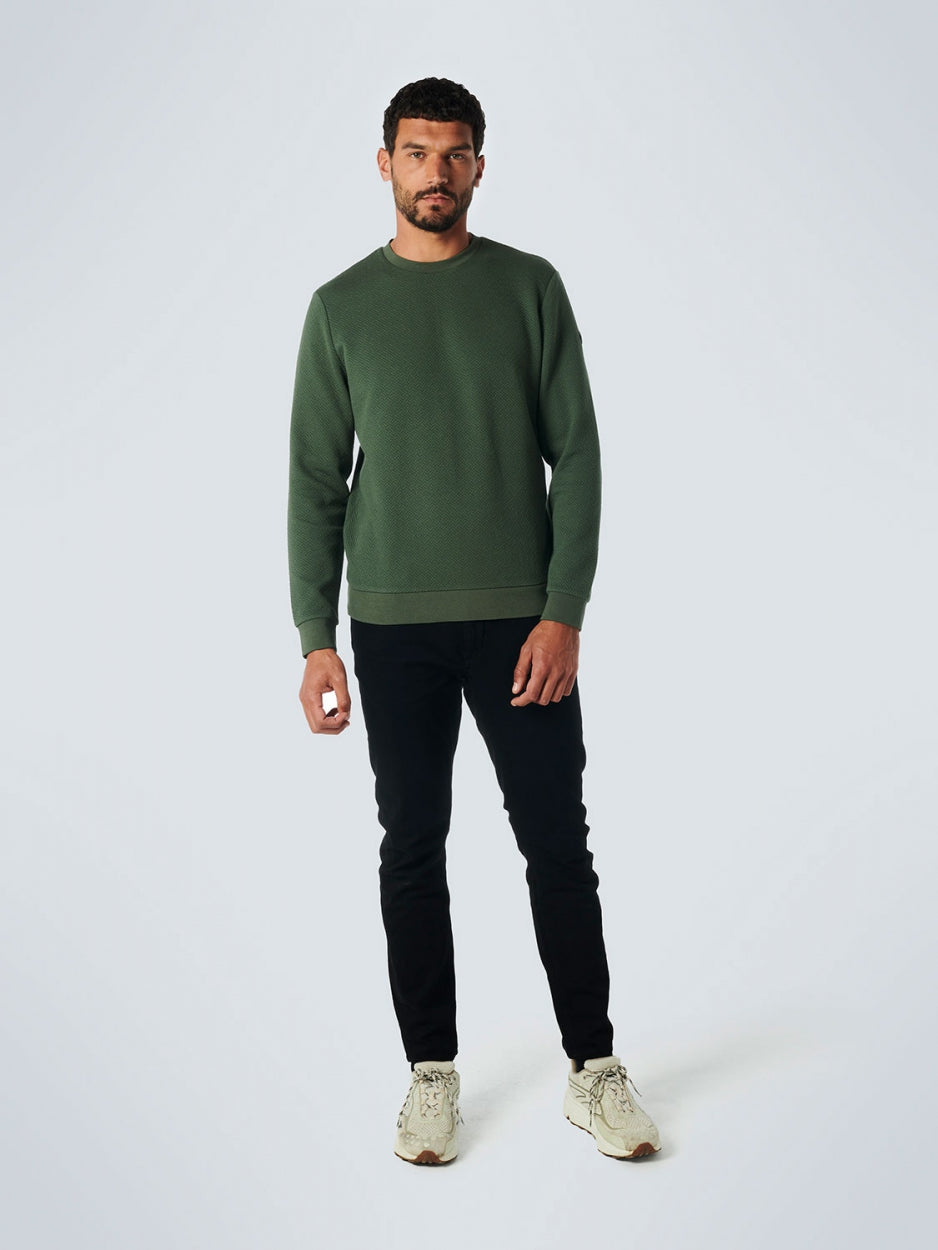 Sweater Crewneck Double Layer Jacquard Stretch | Dark Green