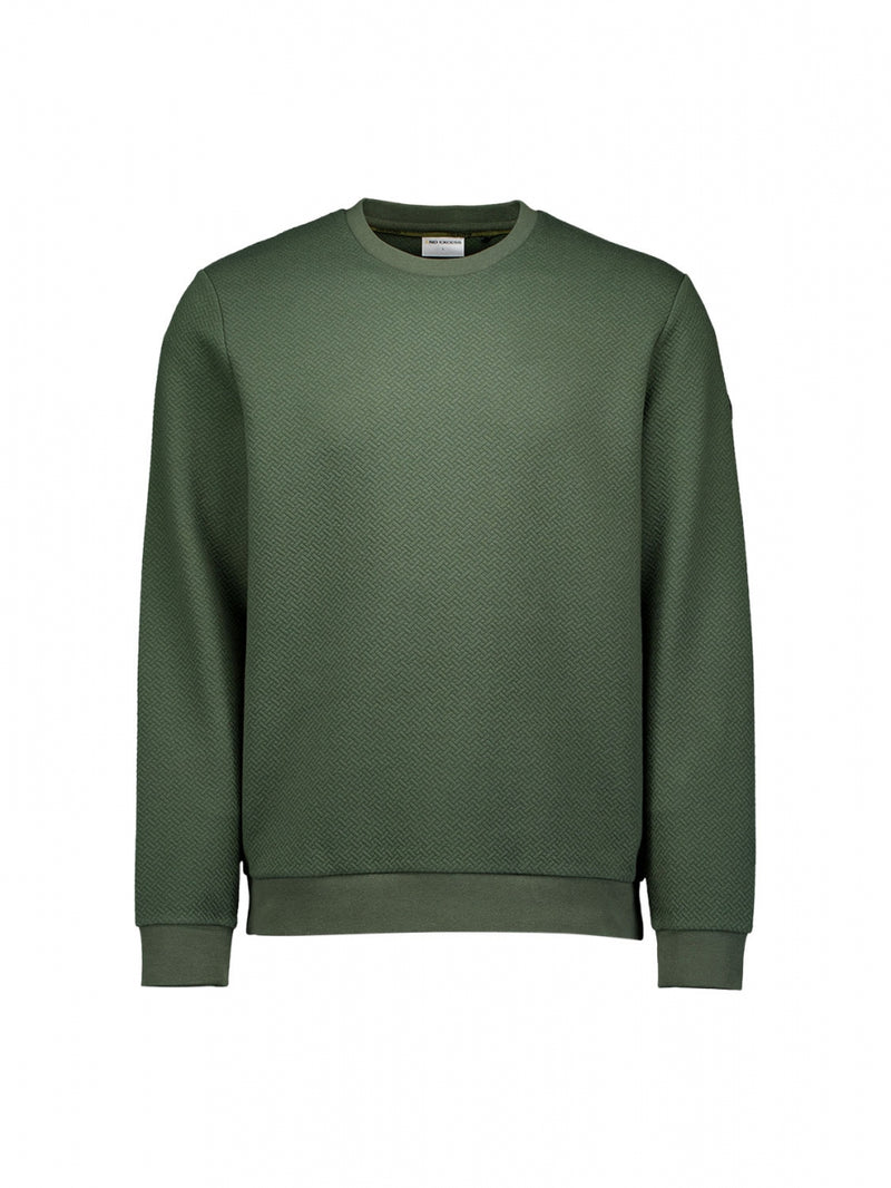Sweater Crewneck Double Layer Jacquard Stretch | Dark Green