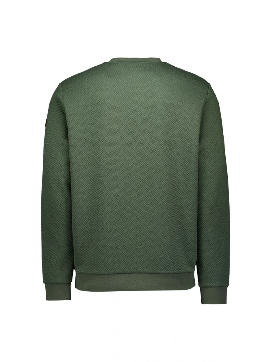 Sweater Crewneck Double Layer Jacquard Stretch | Dark Green