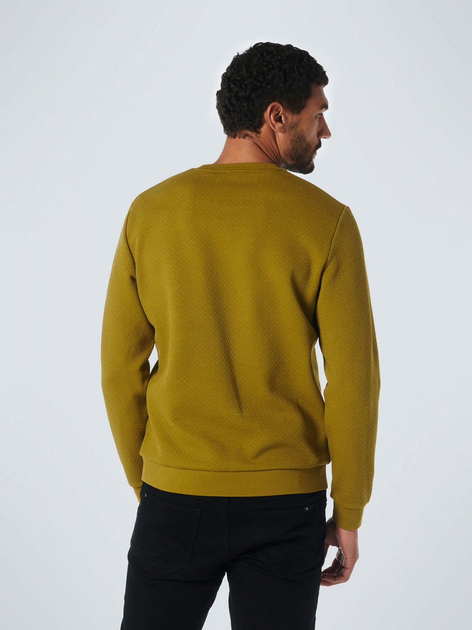 Sweater Crewneck Double Layer Jacquard Stretch | Olive