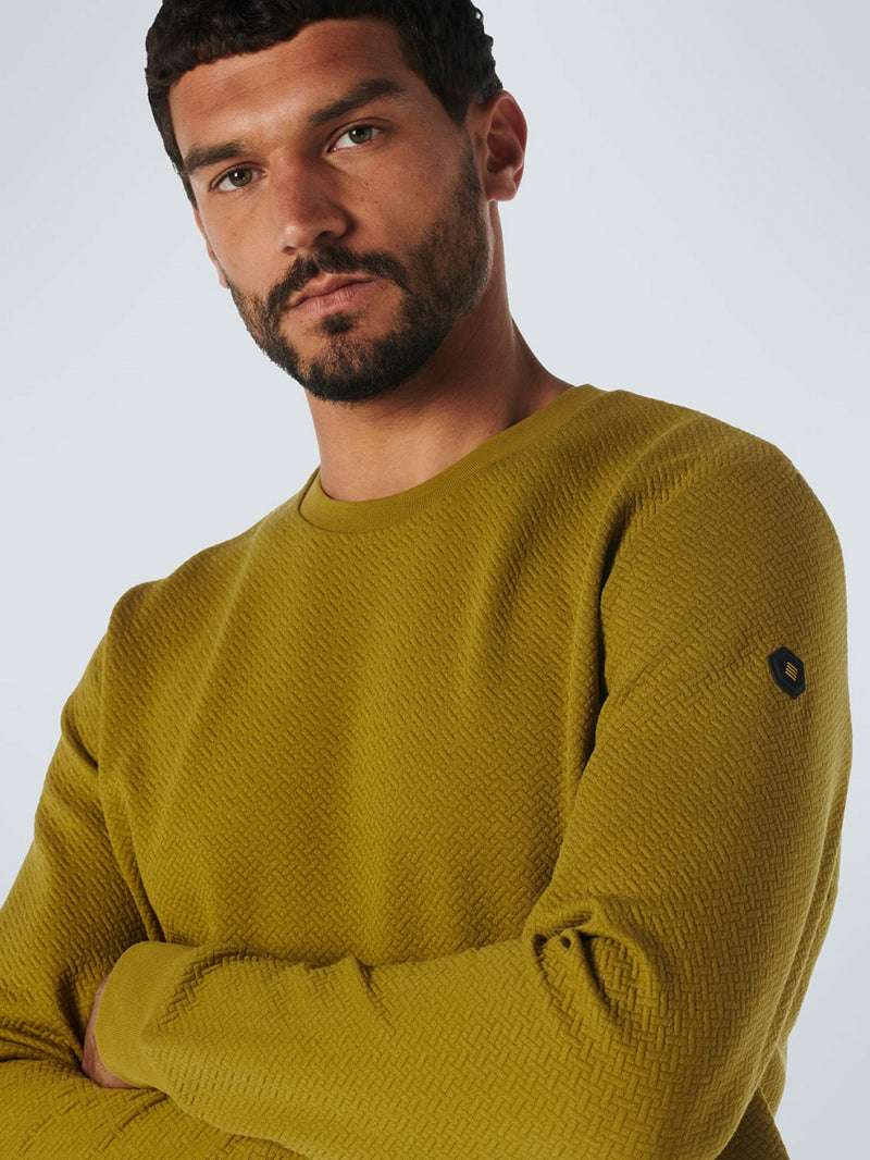 Sweater Crewneck Double Layer Jacquard Stretch | Olive