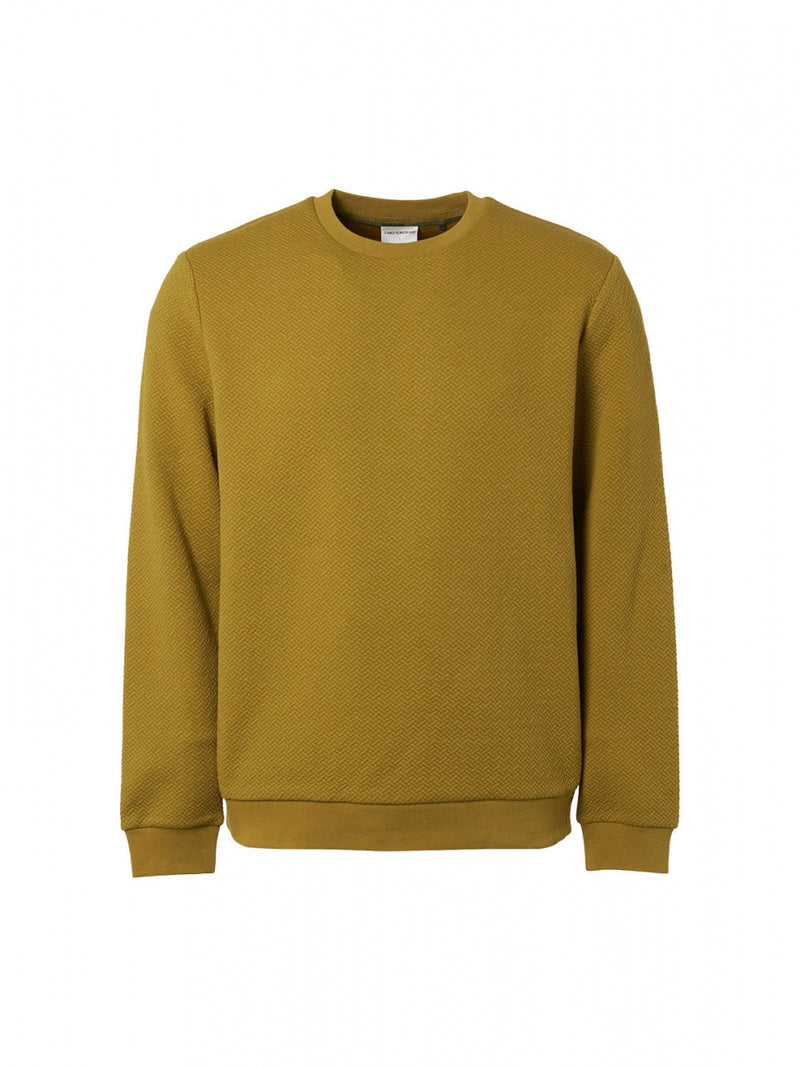 Sweater Crewneck Double Layer Jacquard Stretch | Olive