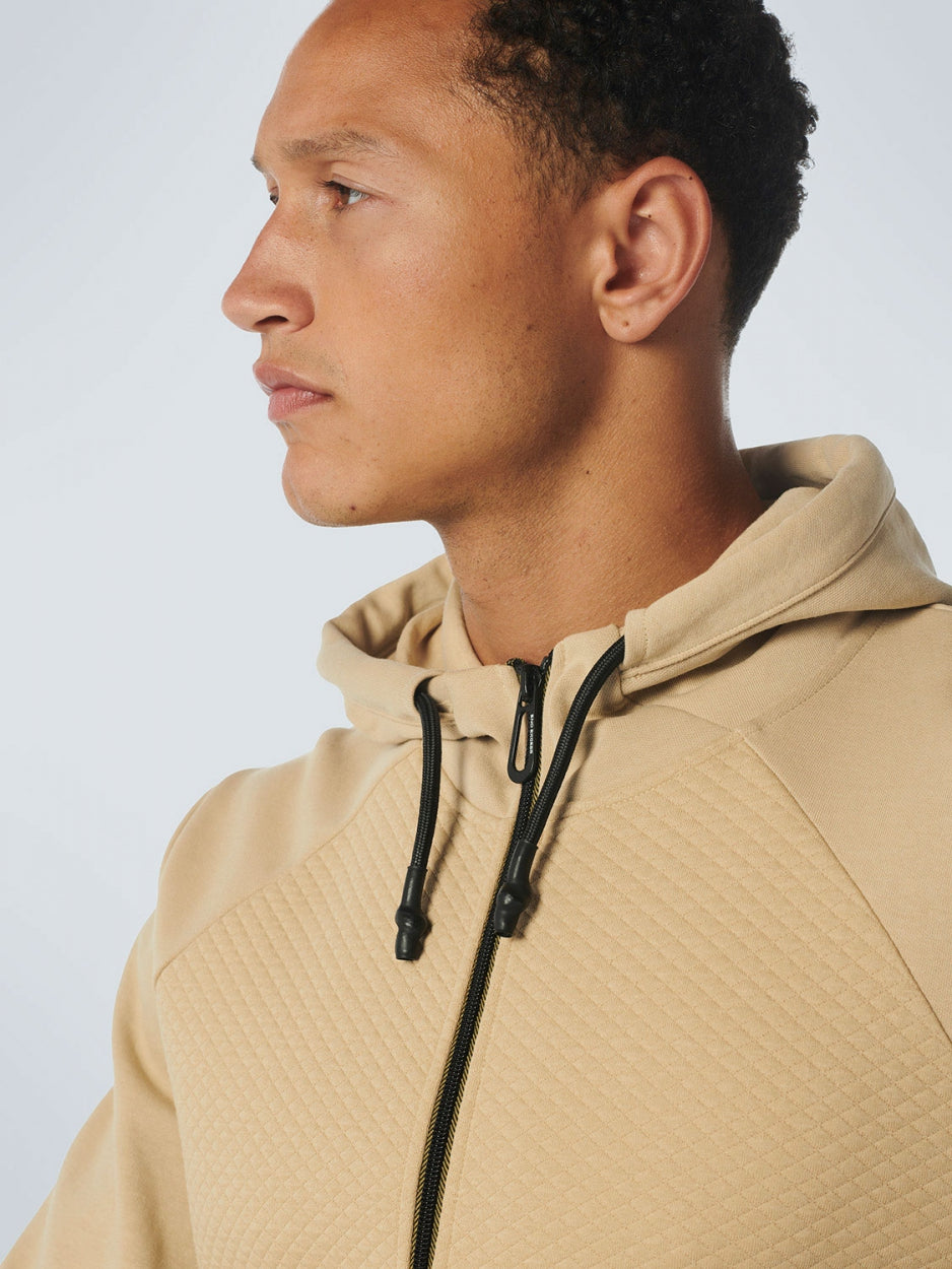 Sweater Hooded Full Zipper Double Layer Jacquard Stretch | Stone