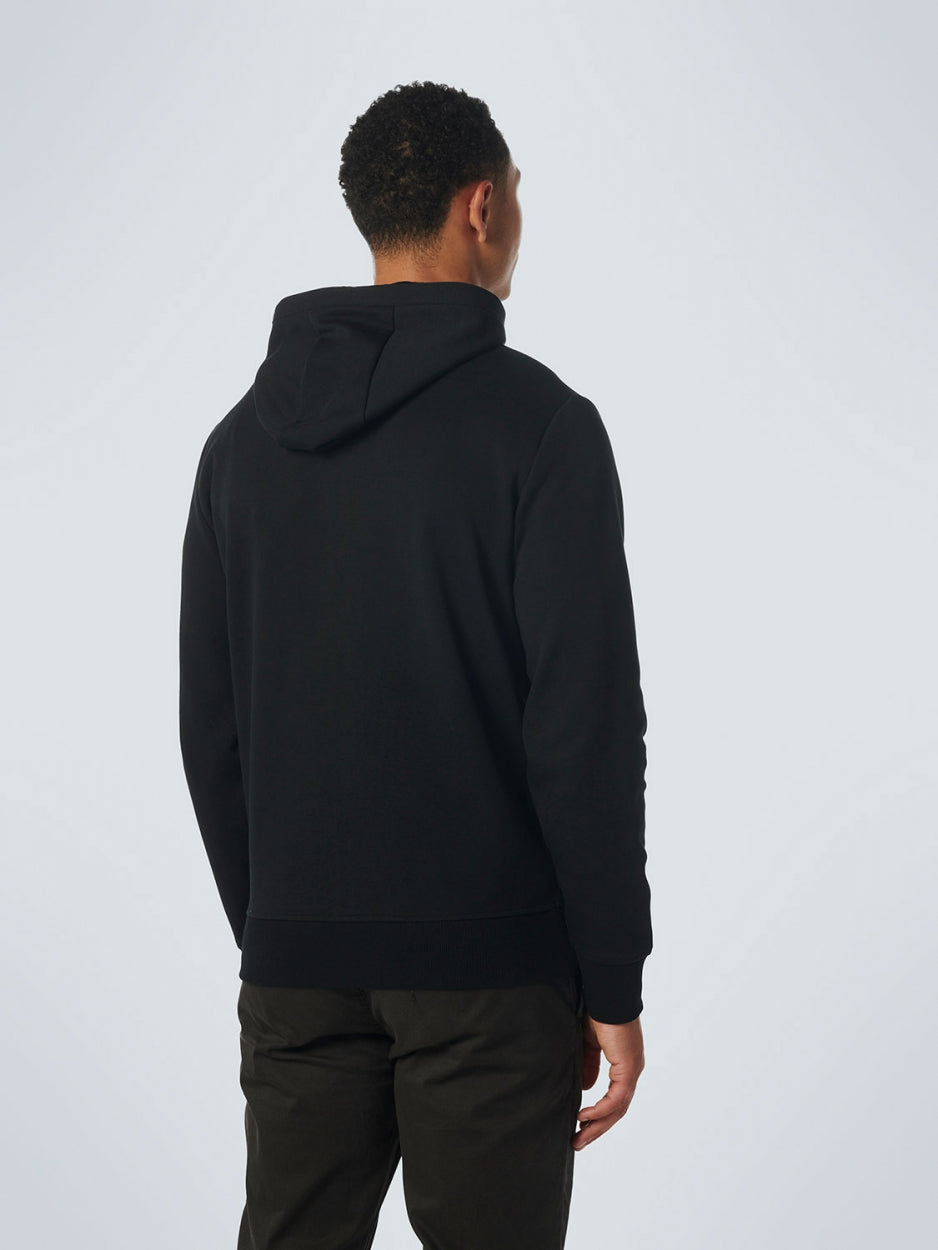 Sweater Hooded Full Zipper Double Layer Jacquard Stretch | Black