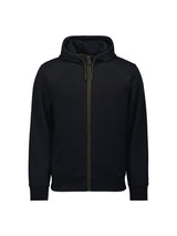 Sweater Hooded Full Zipper Double Layer Jacquard Stretch | Black