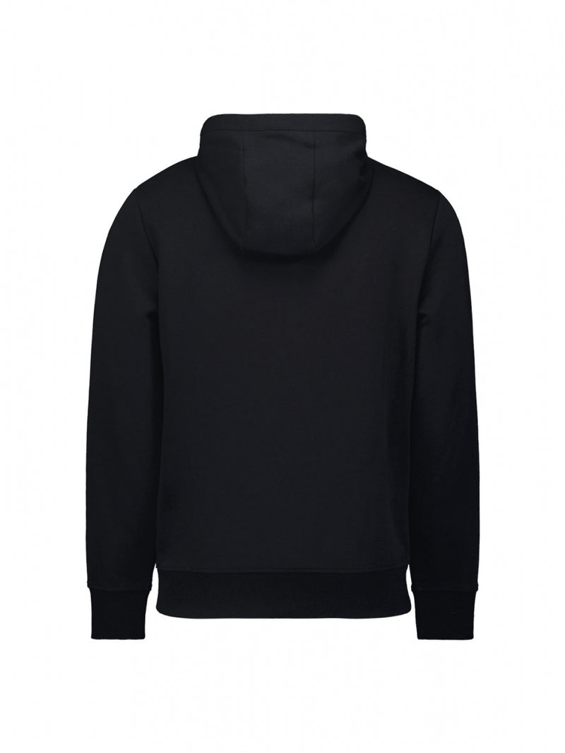 Sweater Hooded Full Zipper Double Layer Jacquard Stretch | Black