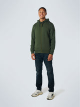 Sweater Hooded Full Zipper Double Layer Jacquard Stretch | Dark Green