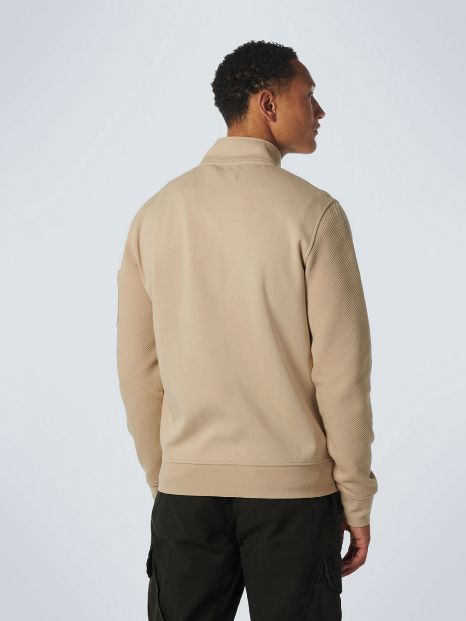 Sweater Full Zipper Double Layer Jacquard Stretch | Stone