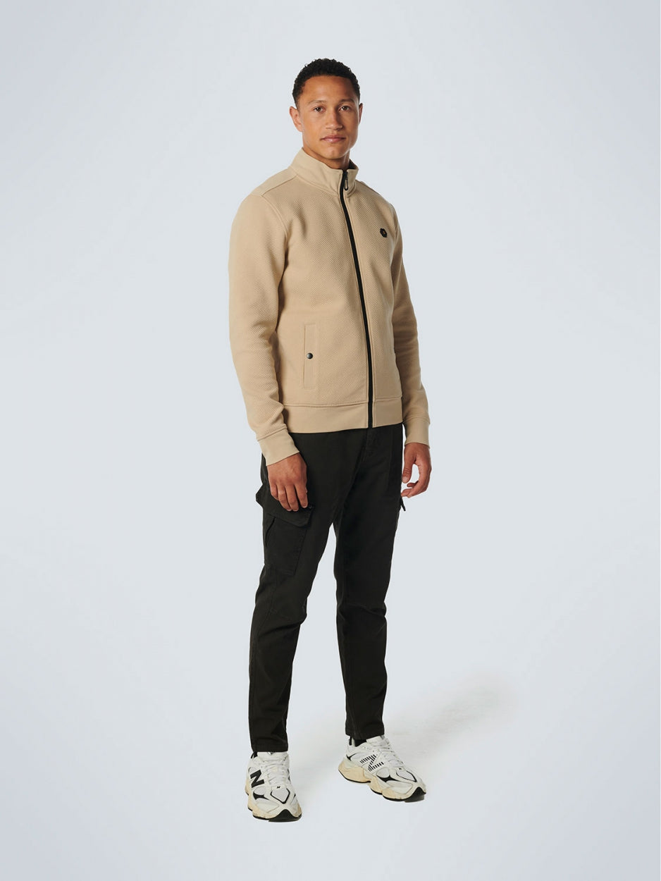 Sweater Full Zipper Double Layer Jacquard Stretch | Stone