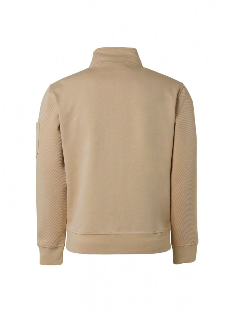 Sweater Full Zipper Double Layer Jacquard Stretch | Stone