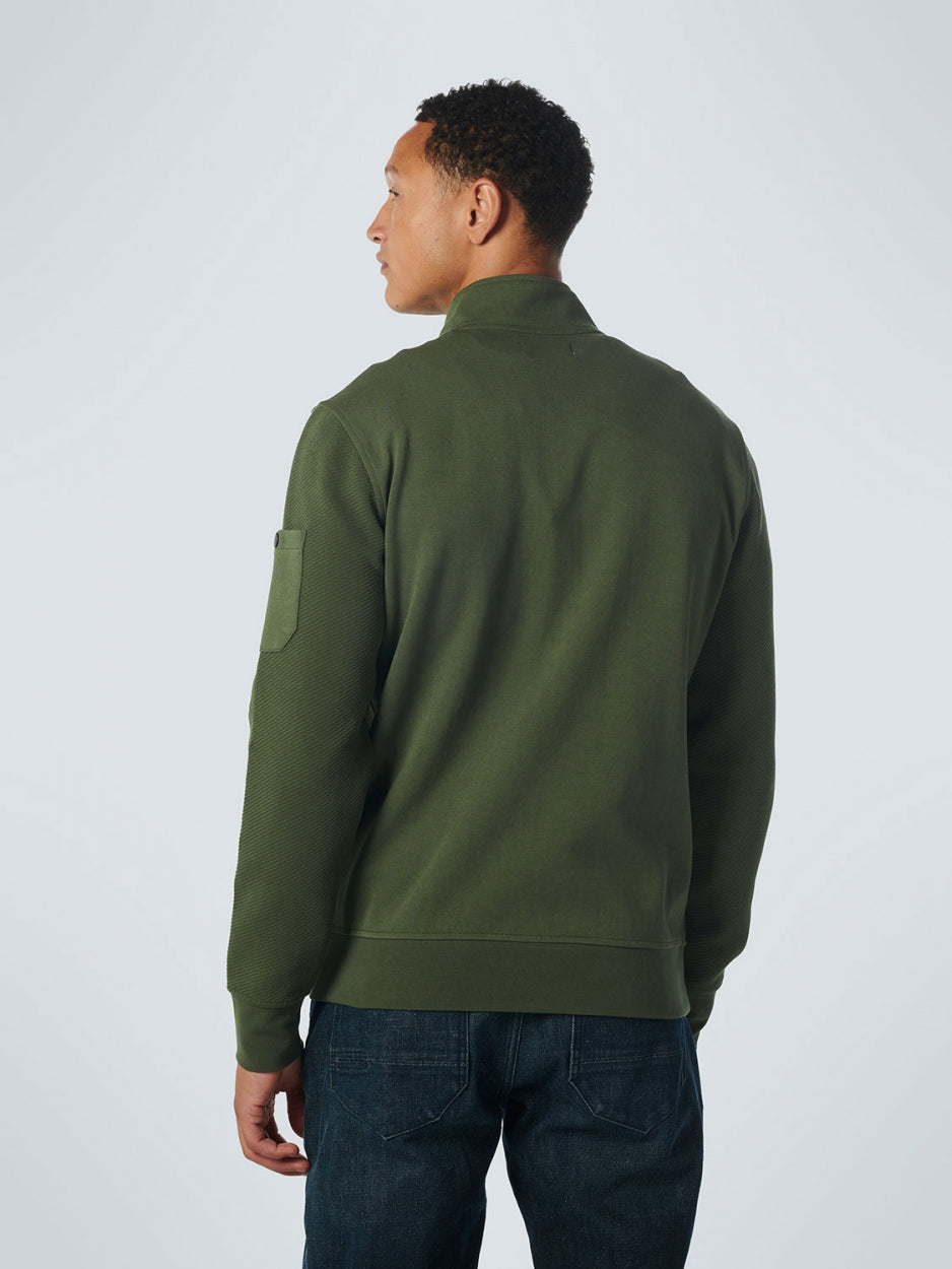 Sweater Full Zipper Double Layer Jacquard Stretch | Dark Green