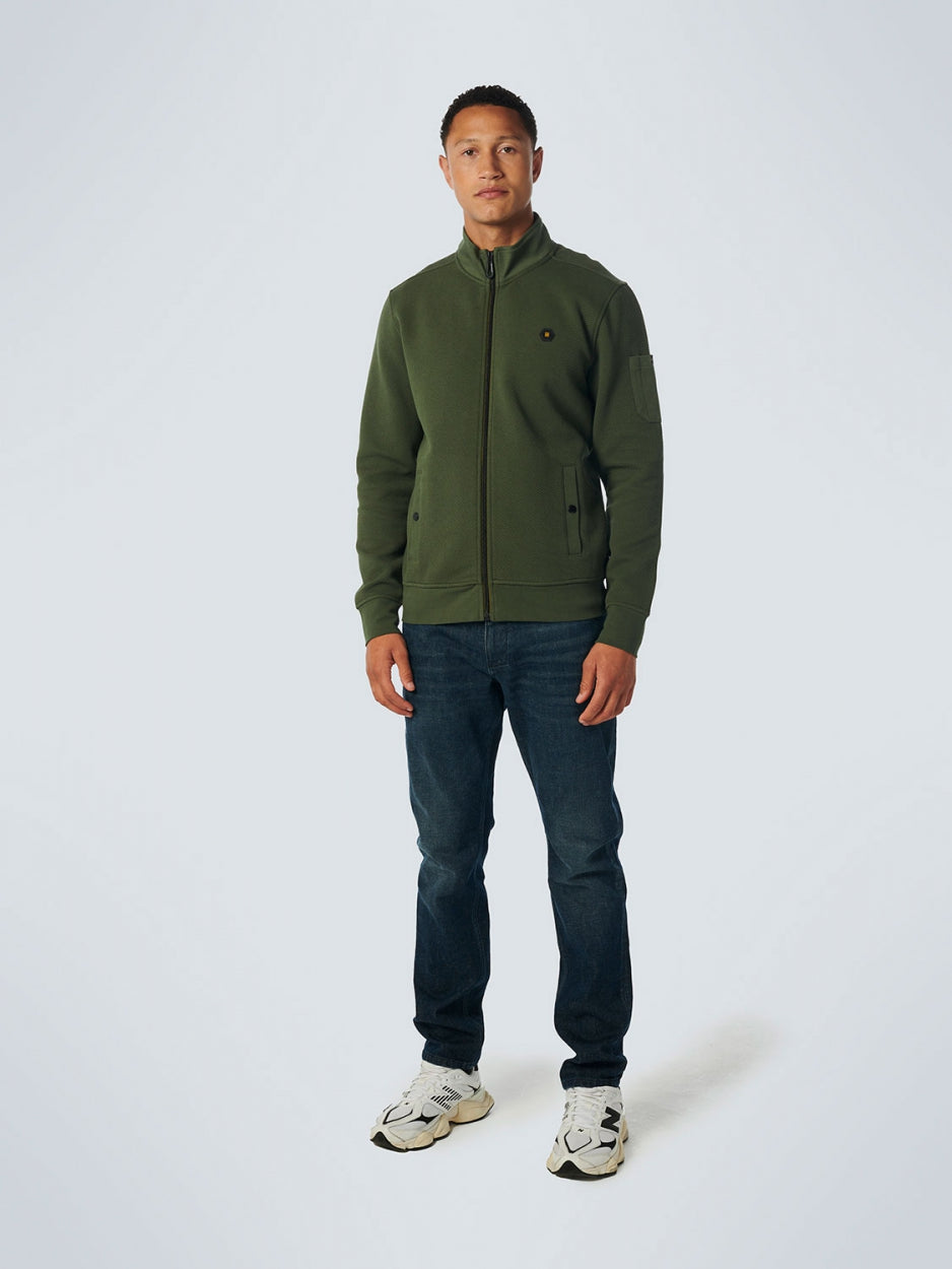Sweater Full Zipper Double Layer Jacquard Stretch | Dark Green