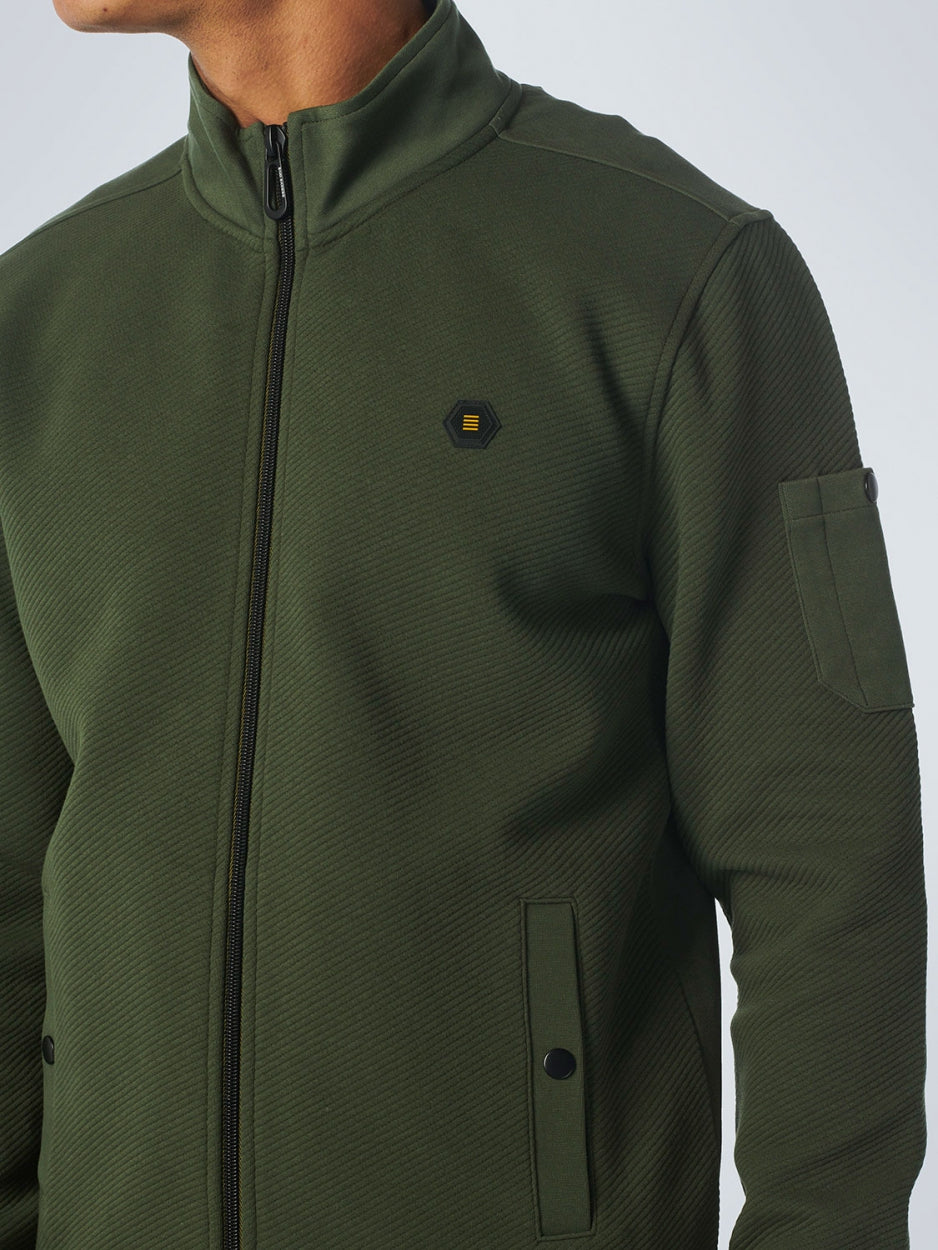 Sweater Full Zipper Double Layer Jacquard Stretch | Dark Green