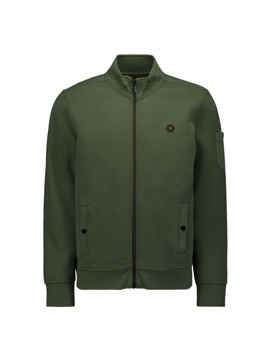 Sweater Full Zipper Double Layer Jacquard Stretch | Dark Green
