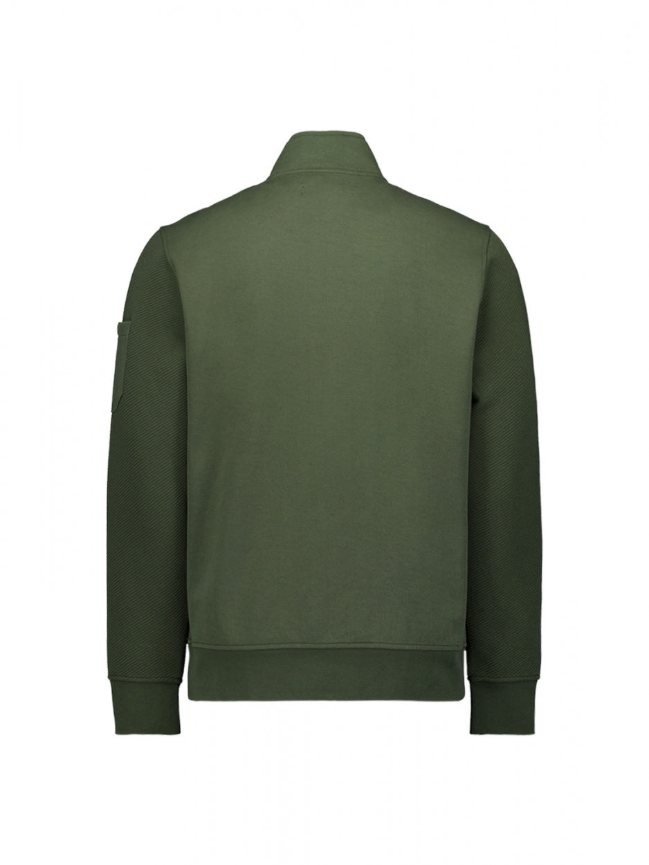 Sweater Full Zipper Double Layer Jacquard Stretch | Dark Green