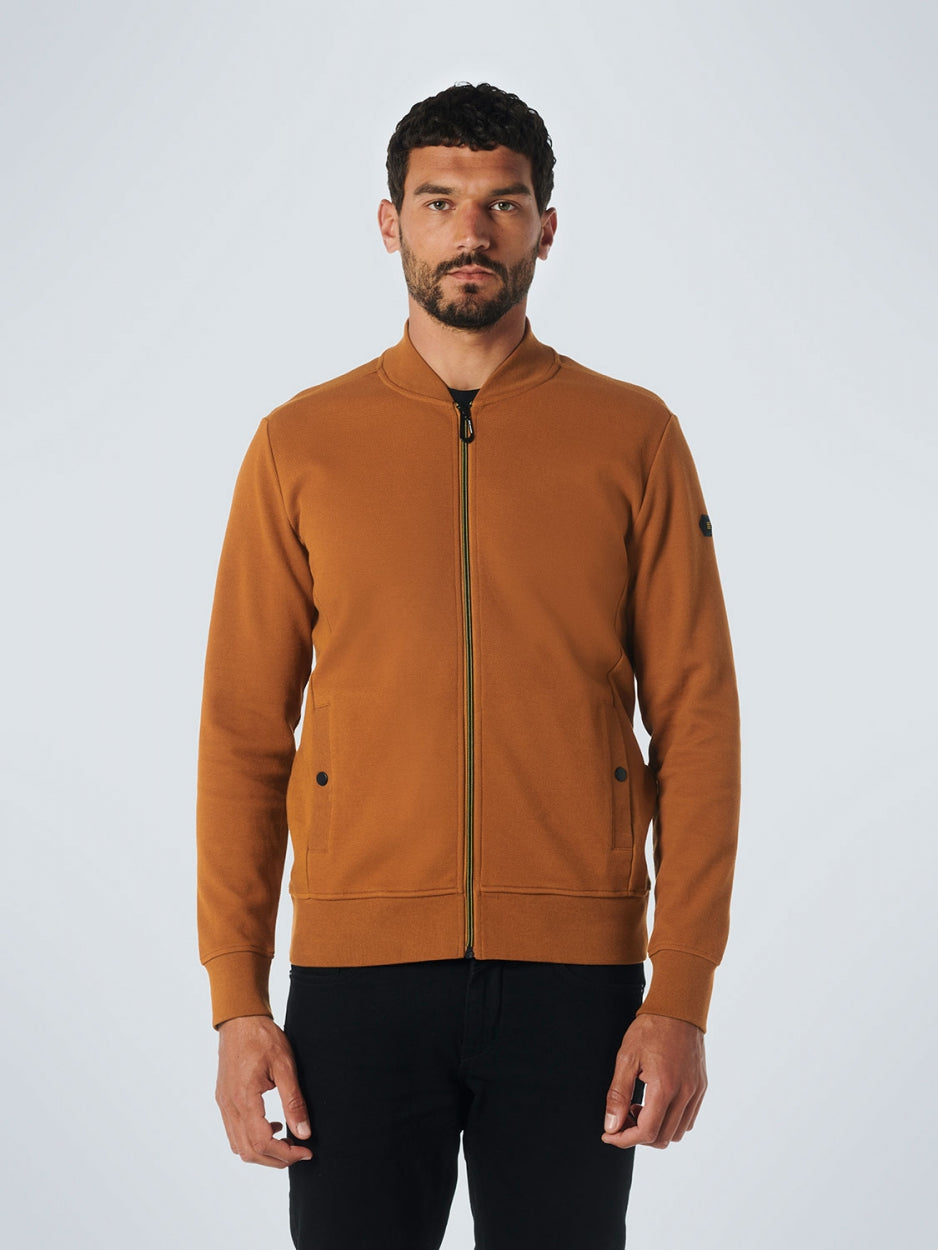 Sweater Full Zipper Twill Jacquard | Caramel