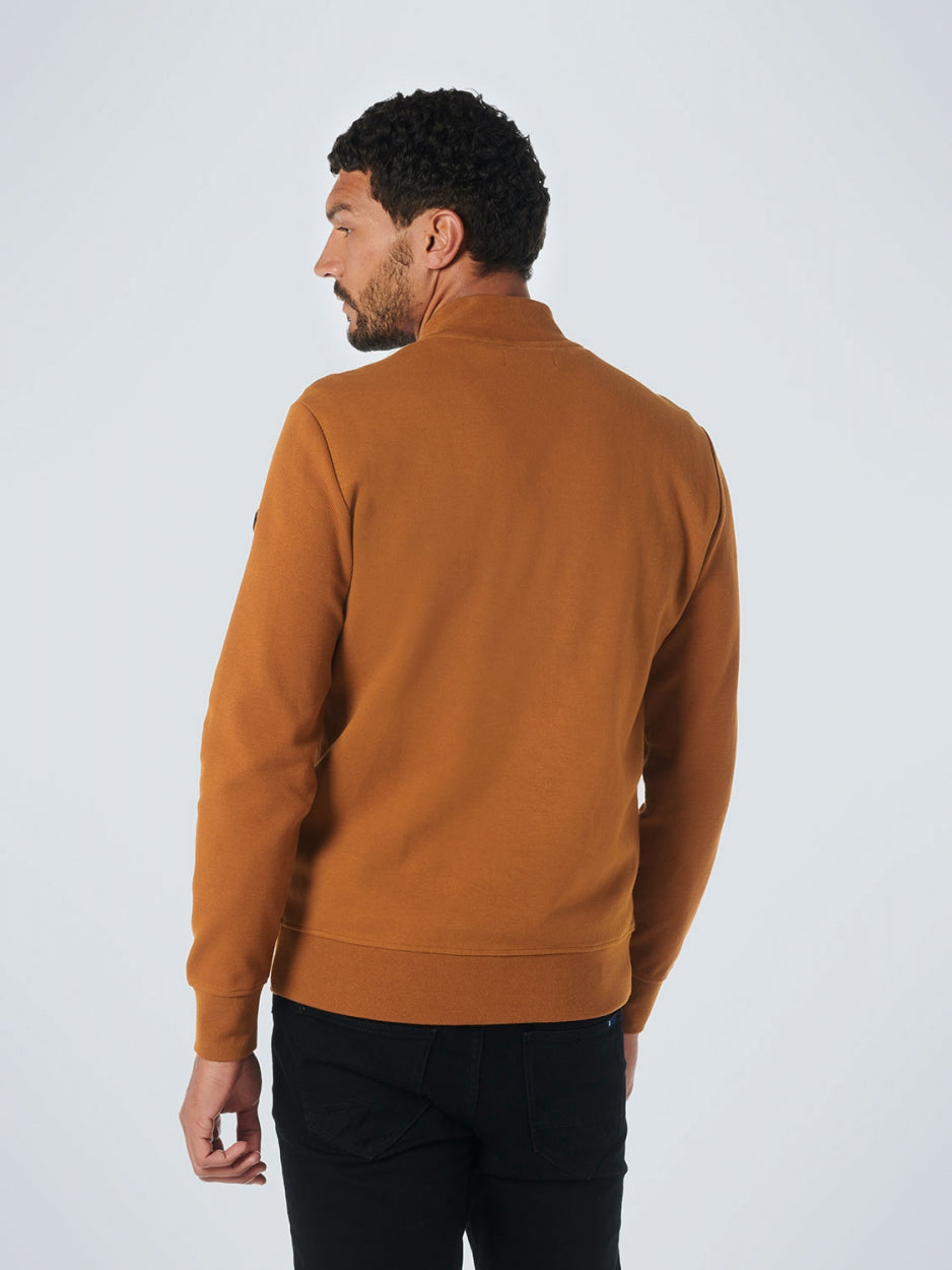 Sweater Full Zipper Twill Jacquard | Caramel