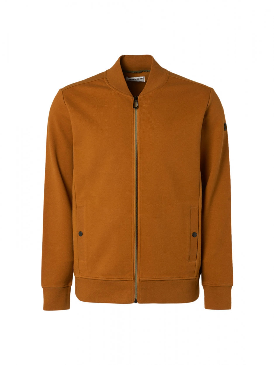 Sweater Full Zipper Twill Jacquard | Caramel