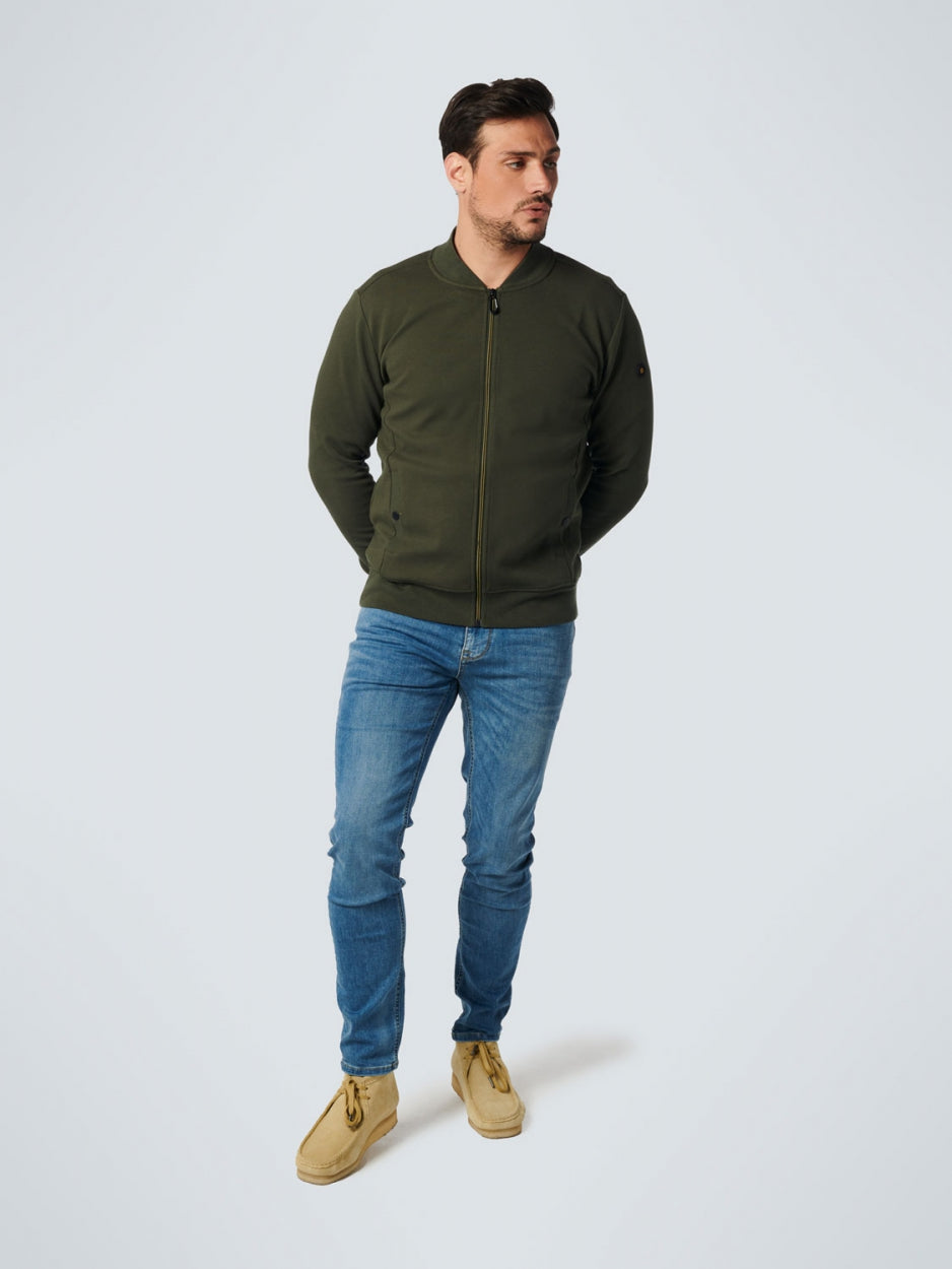 Sweater Full Zipper Twill Jacquard | Dark Green