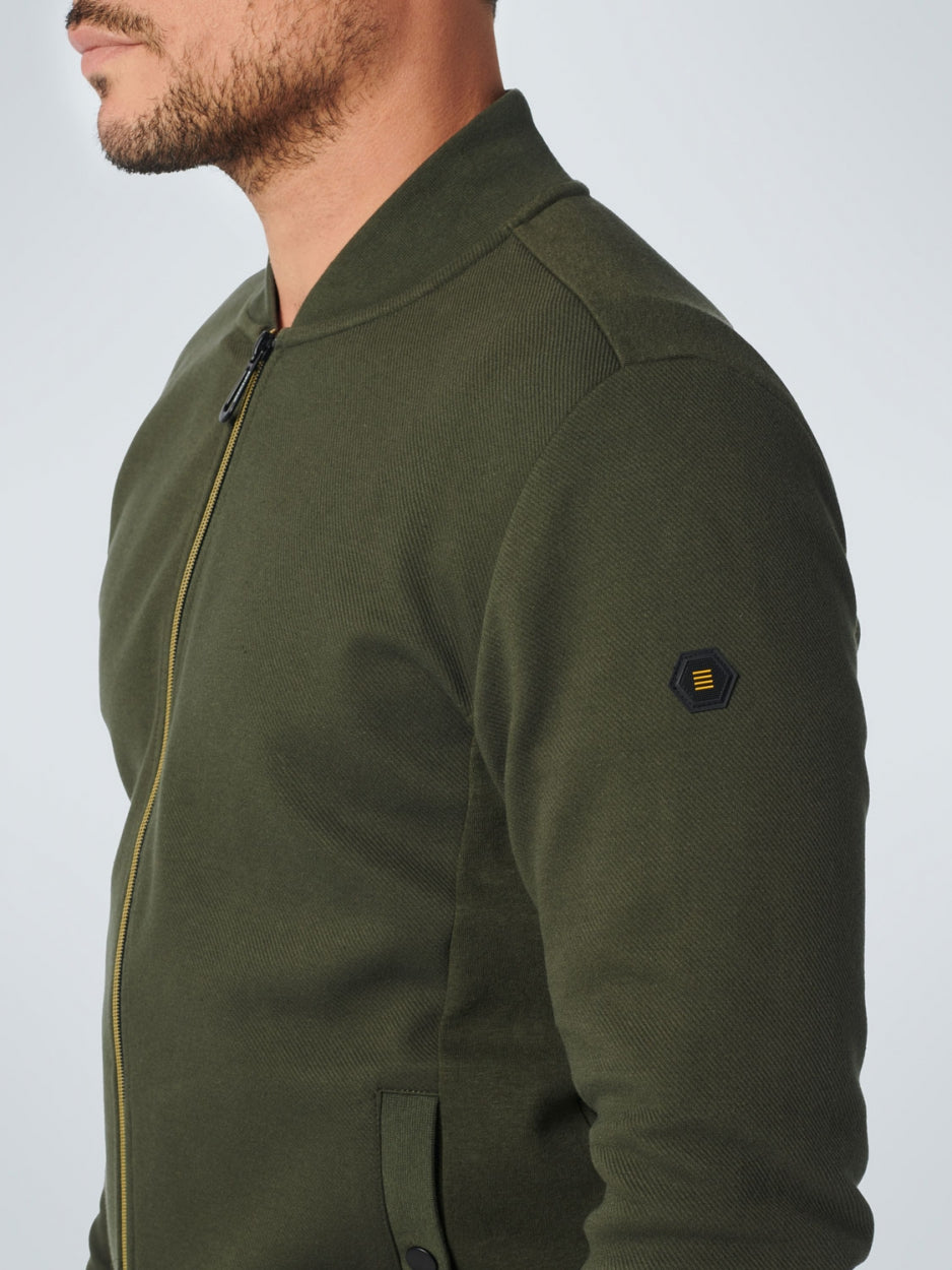 Sweater Full Zipper Twill Jacquard | Dark Green