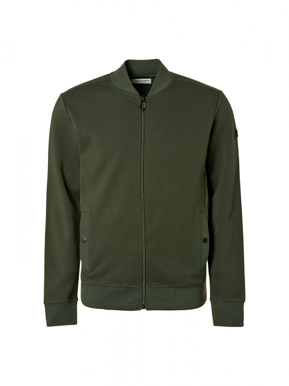Sweater Full Zipper Twill Jacquard | Dark Green