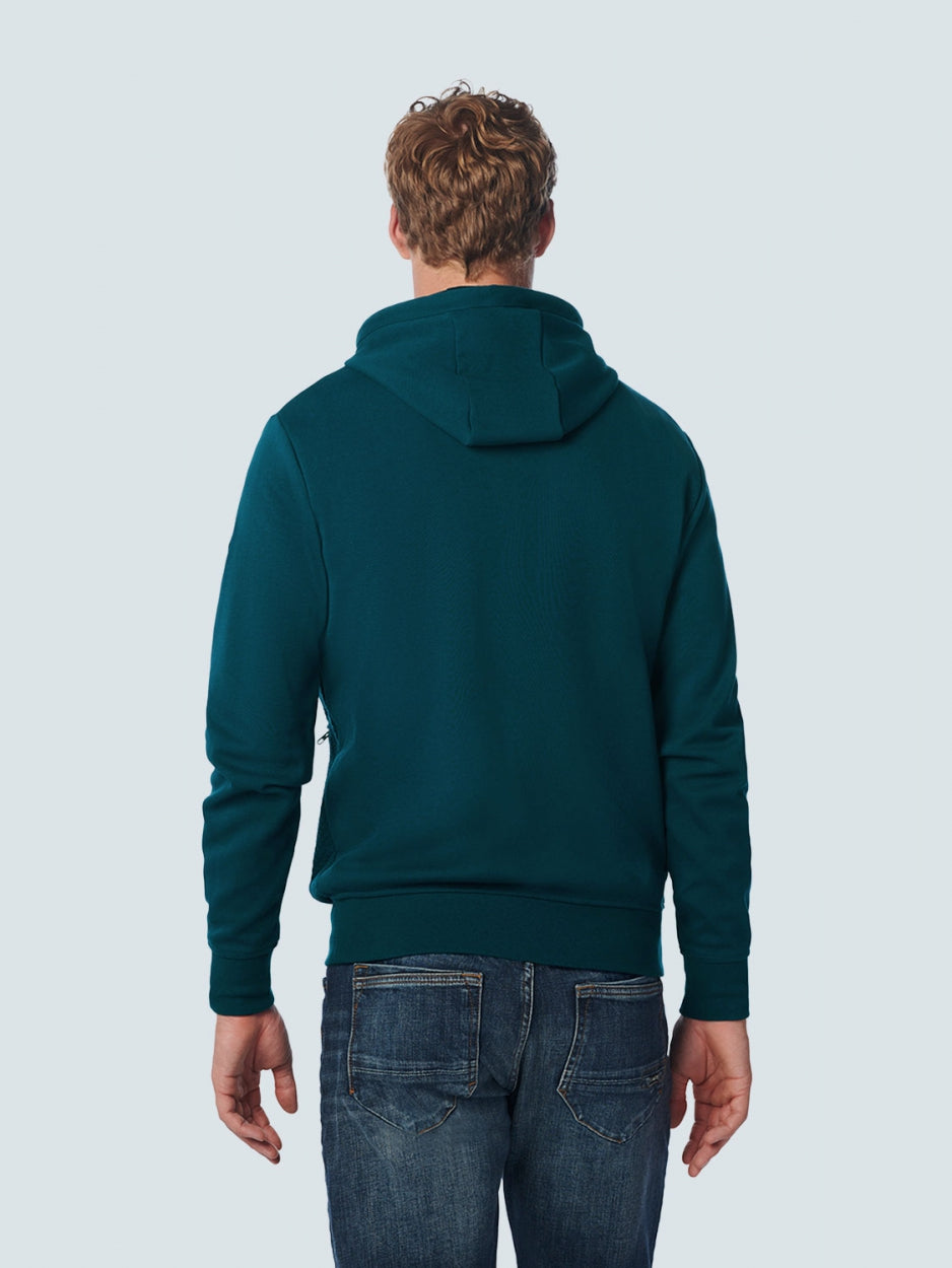 Sweater Hooded Full Zipper Double Layer Jacquard Stretch | Ocean