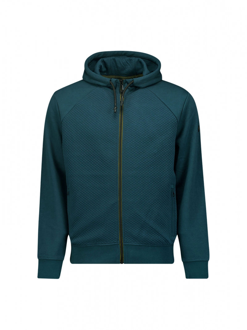 Sweater Hooded Full Zipper Double Layer Jacquard Stretch | Ocean