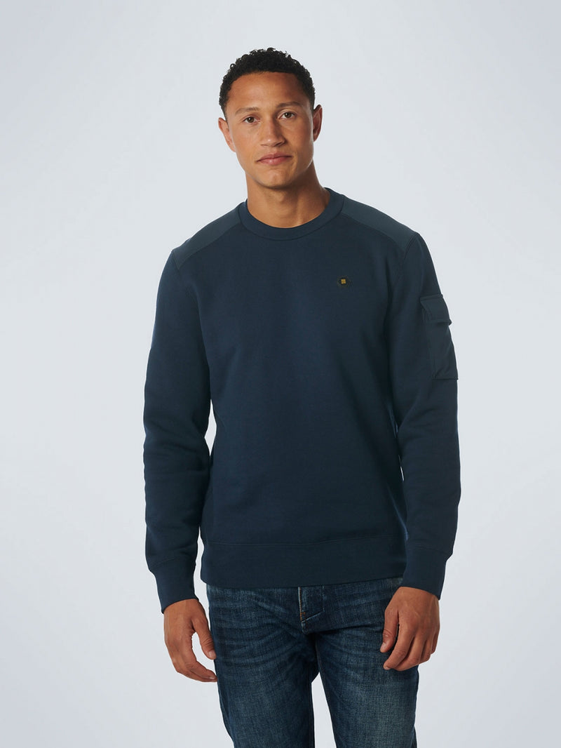 Sweater Crewneck With Woven Contrast | Night