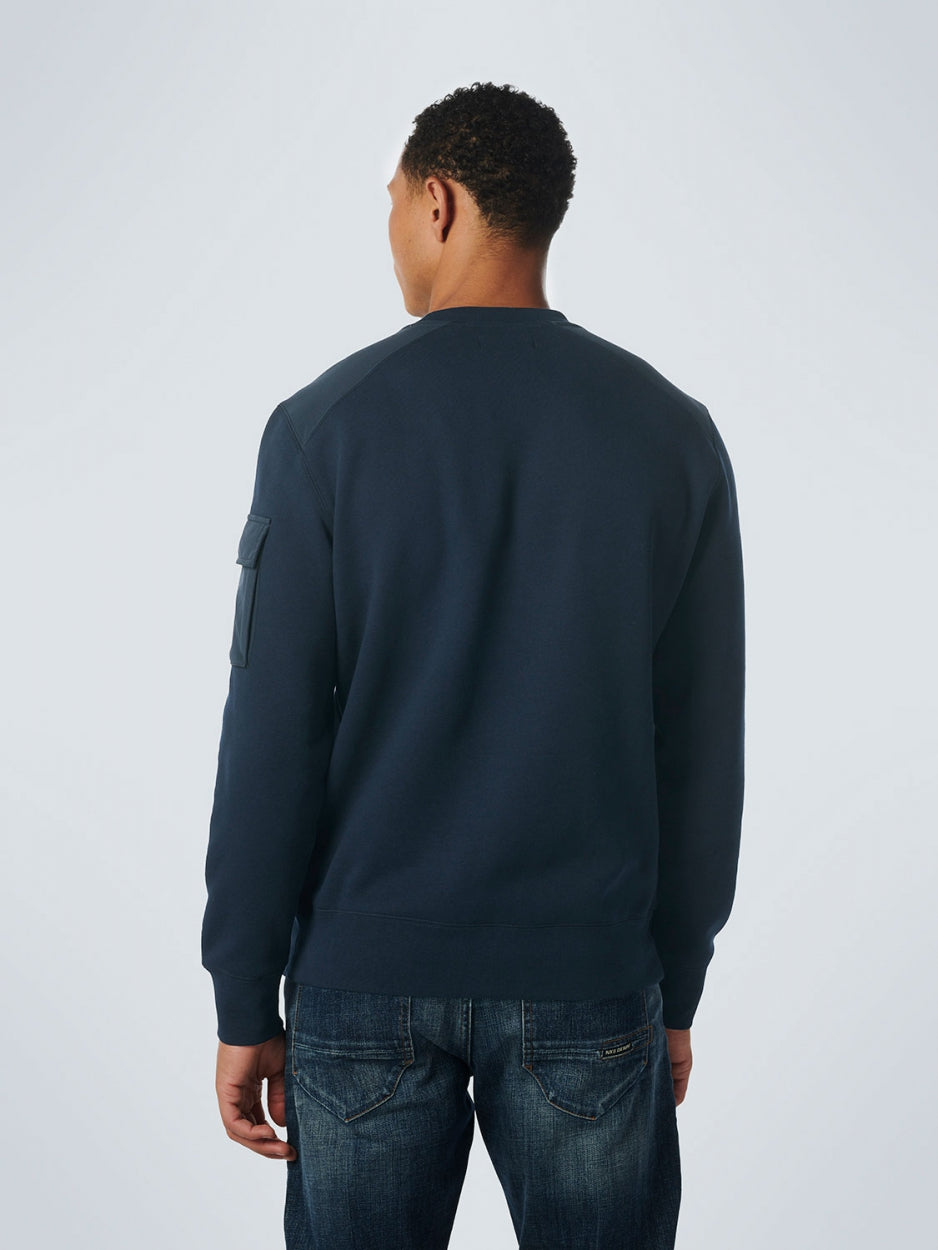 Sweater Crewneck With Woven Contrast | Night