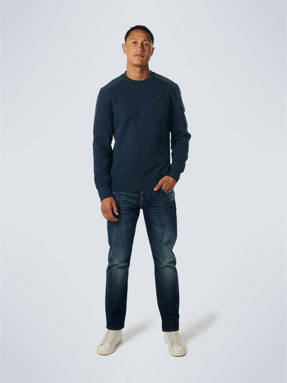 Sweater Crewneck With Woven Contrast | Night