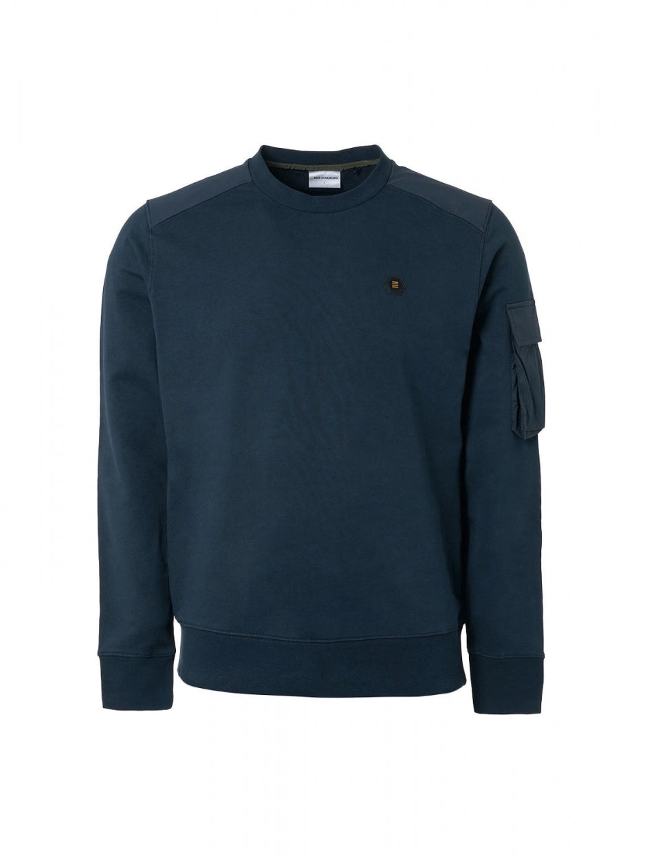 Sweater Crewneck With Woven Contrast | Night