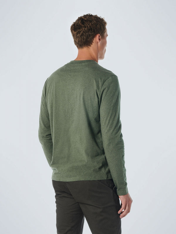 T-Shirt Long Sleeve Granddad Melange | Dark Green