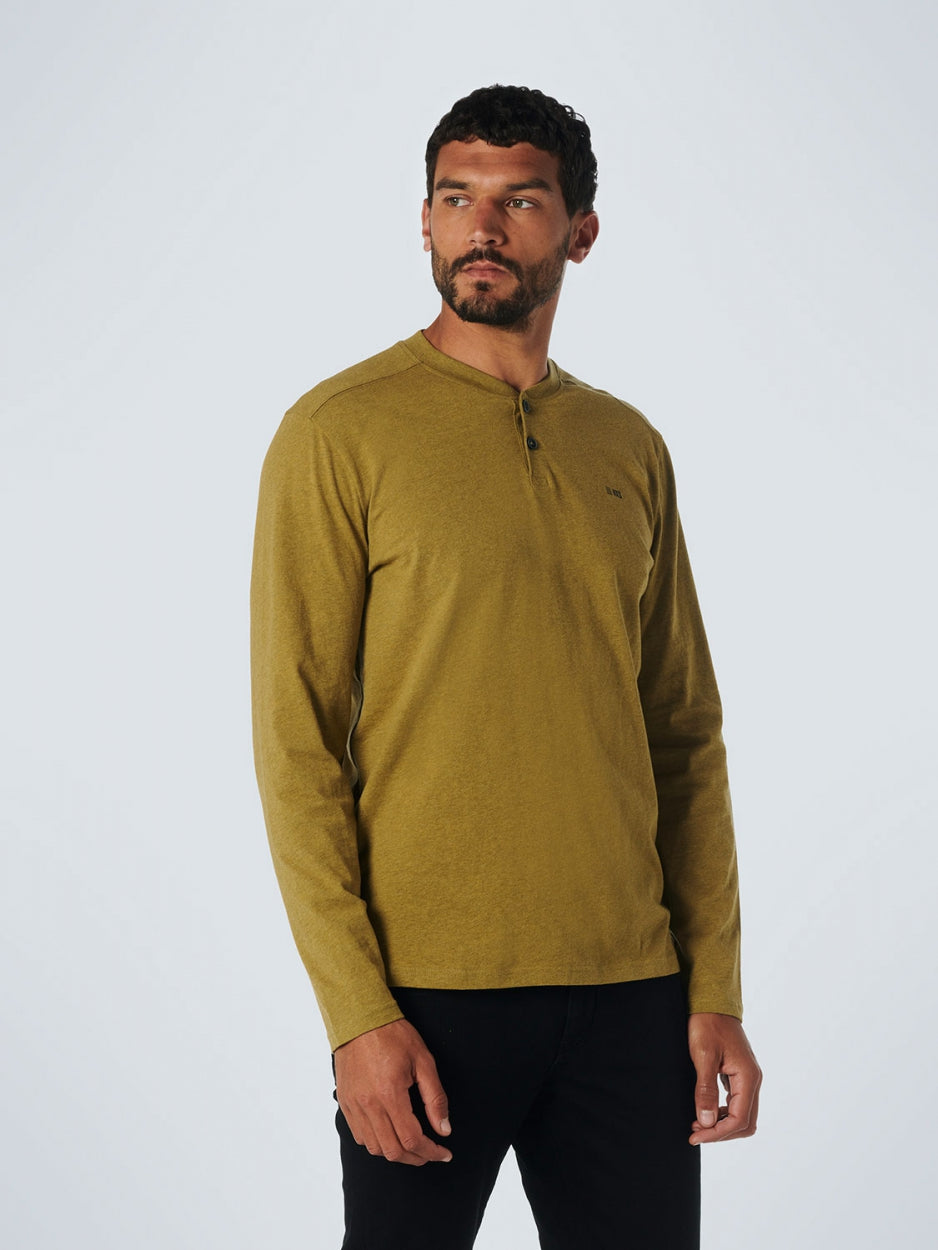 T-Shirt Long Sleeve Granddad Melange | Olive