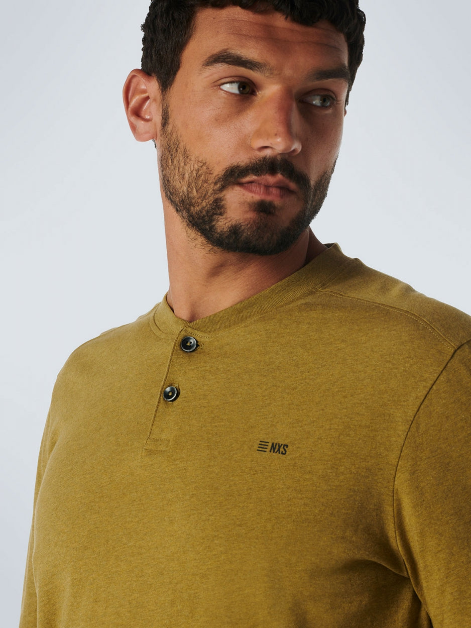 T-Shirt Long Sleeve Granddad Melange | Olive