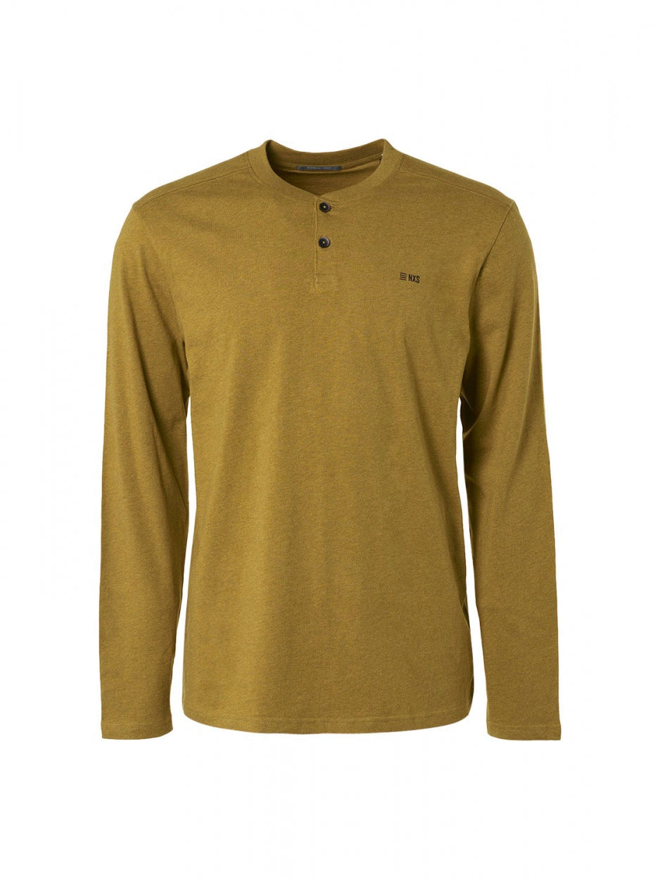 T-Shirt Long Sleeve Granddad Melange | Olive