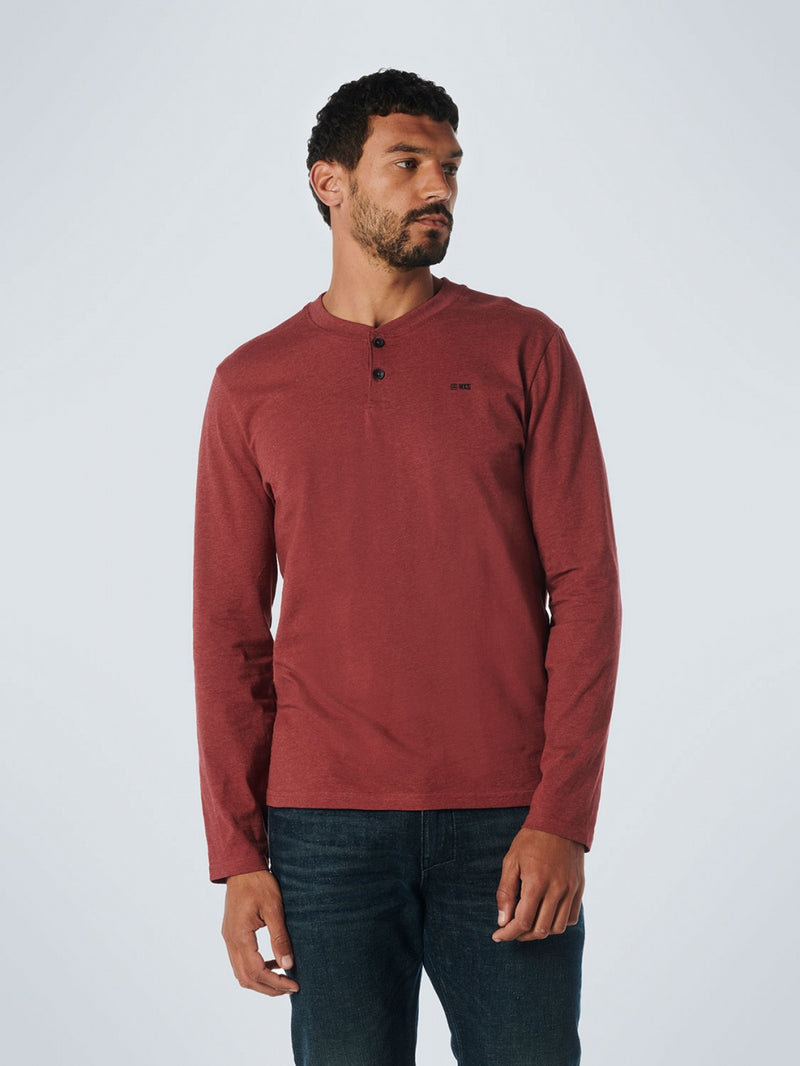 T-Shirt Long Sleeve Granddad Melange | Dark Red