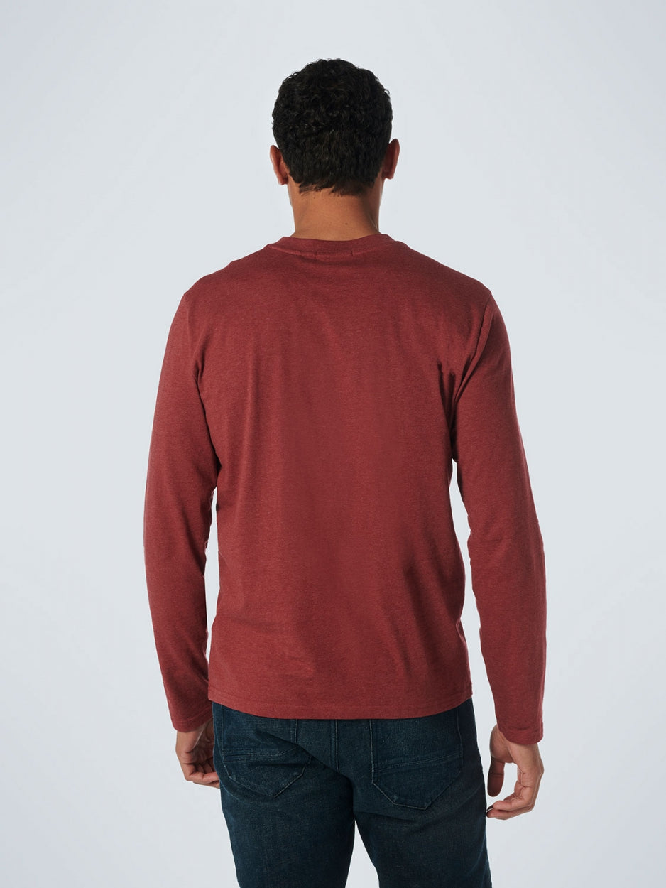 T-Shirt Long Sleeve Granddad Melange | Dark Red
