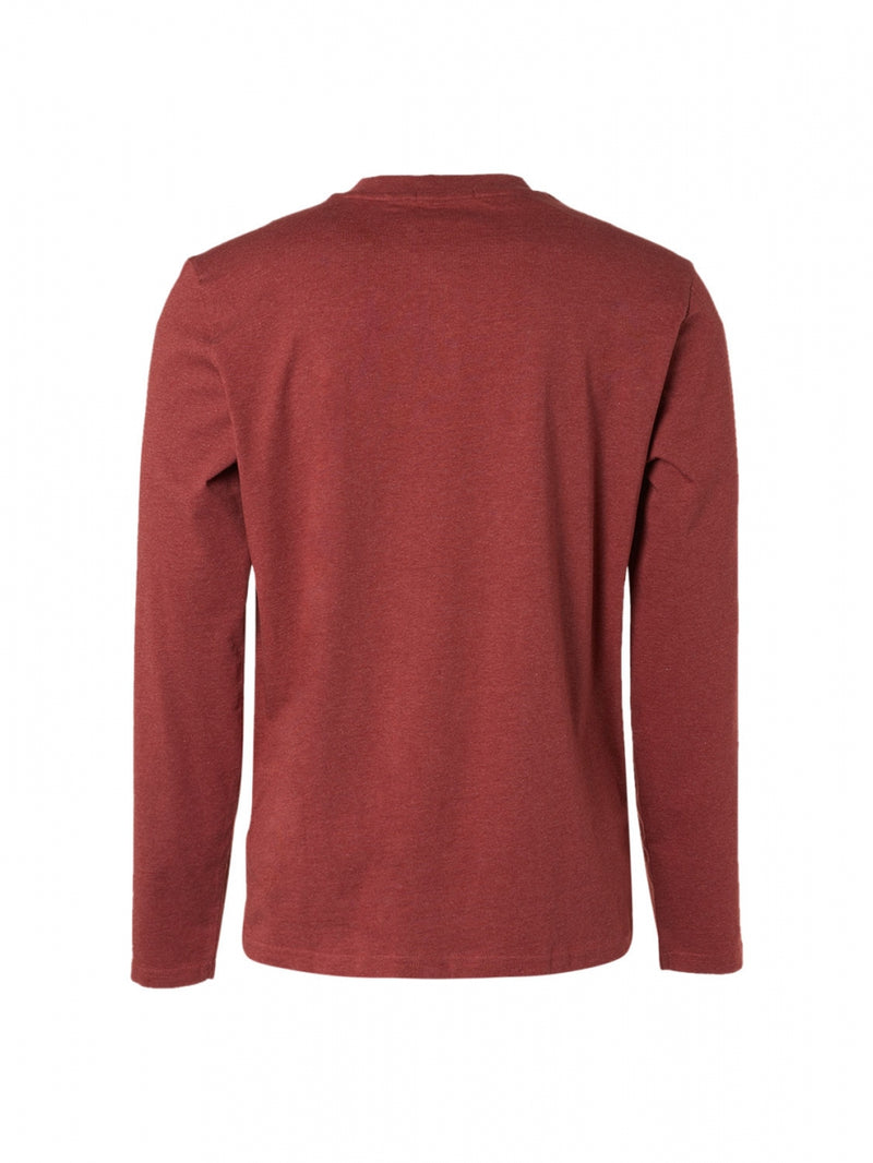 T-Shirt Long Sleeve Granddad Melange | Dark Red
