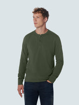 T-Shirt Long Sleeve Granddad Garment Dyed Slub | Dark Green