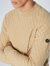 Pullover Crewneck Jacquard Mix Knit Solid | Stone
