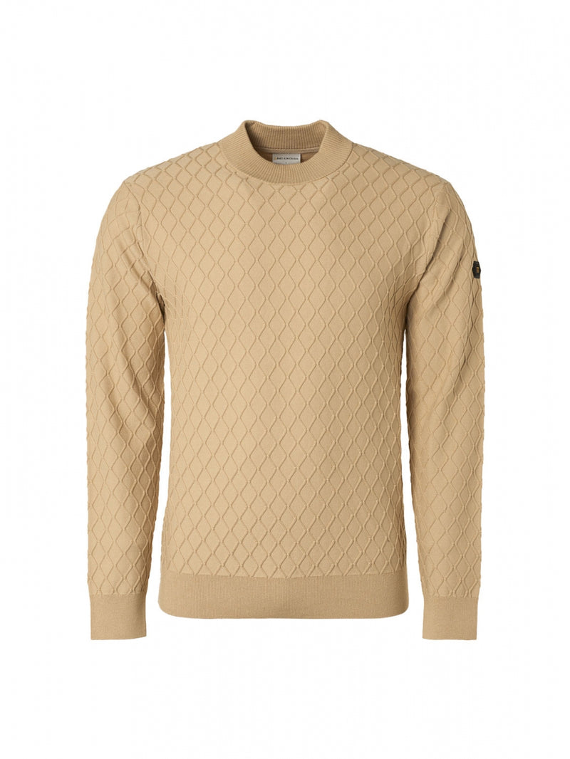 Pullover Crewneck Jacquard Mix Knit Solid | Stone