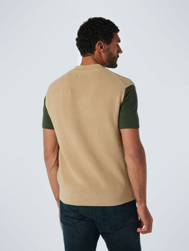 Spencer V-Neck Relief Rib Jacquard with Wool | Stone