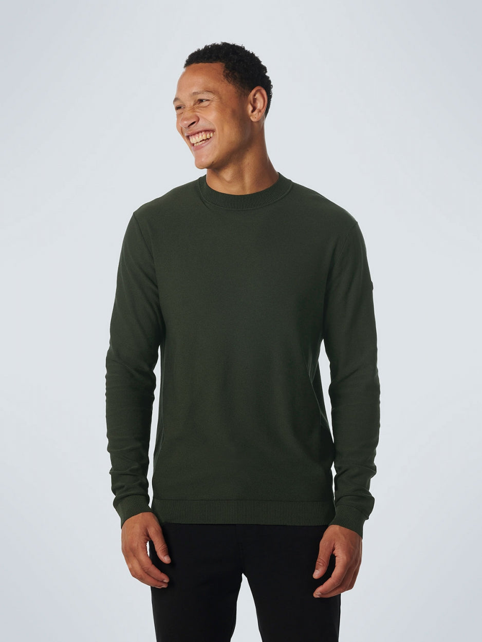 Pullover Crewneck 2 Coloured Jacquard | Dark Green