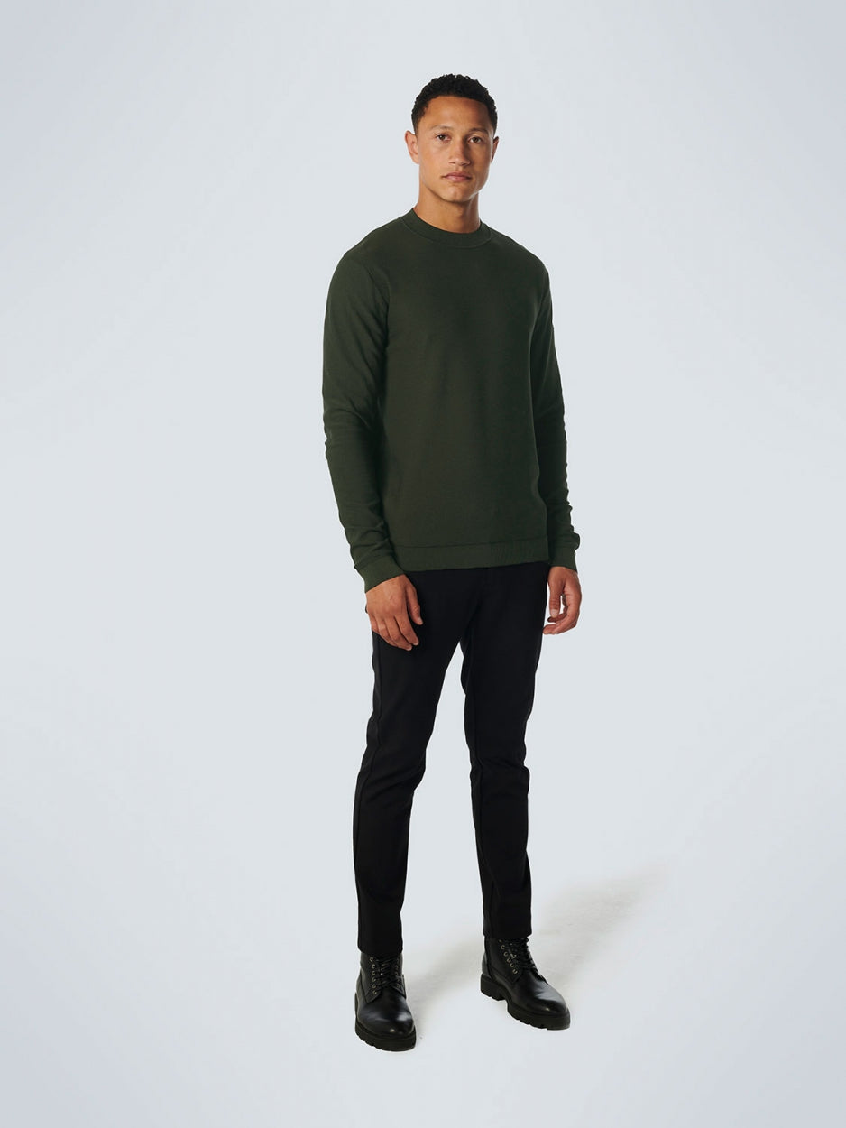 Pullover Crewneck 2 Coloured Jacquard | Dark Green