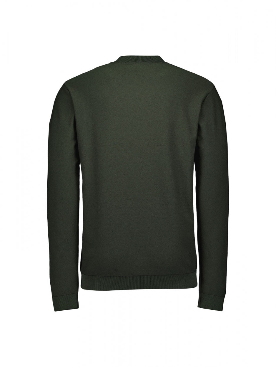 Pullover Crewneck 2 Coloured Jacquard | Dark Green