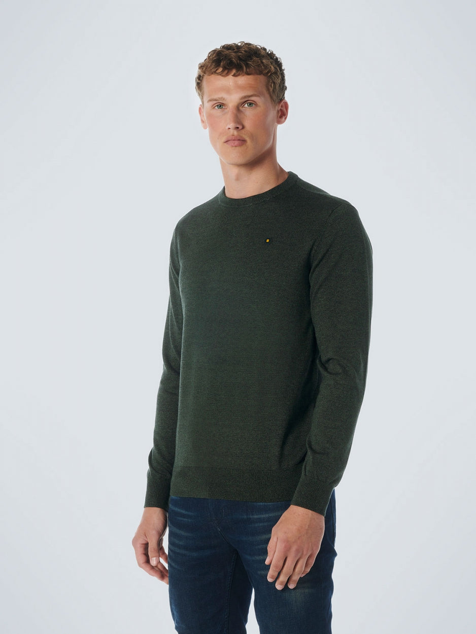 Pullover Crewneck 2 Coloured Melange | Dark Green